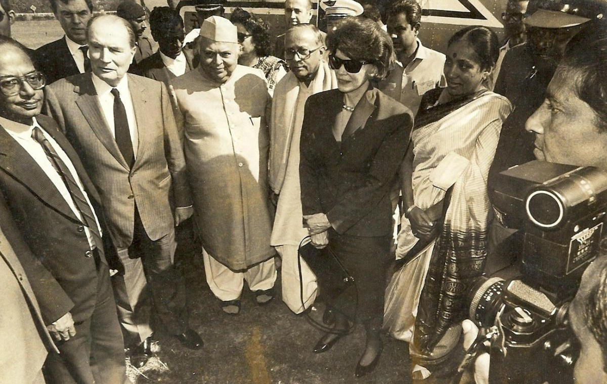 Dr Saroj Gupta with Mitterand, Jyoti Basu, Nurul Hassan